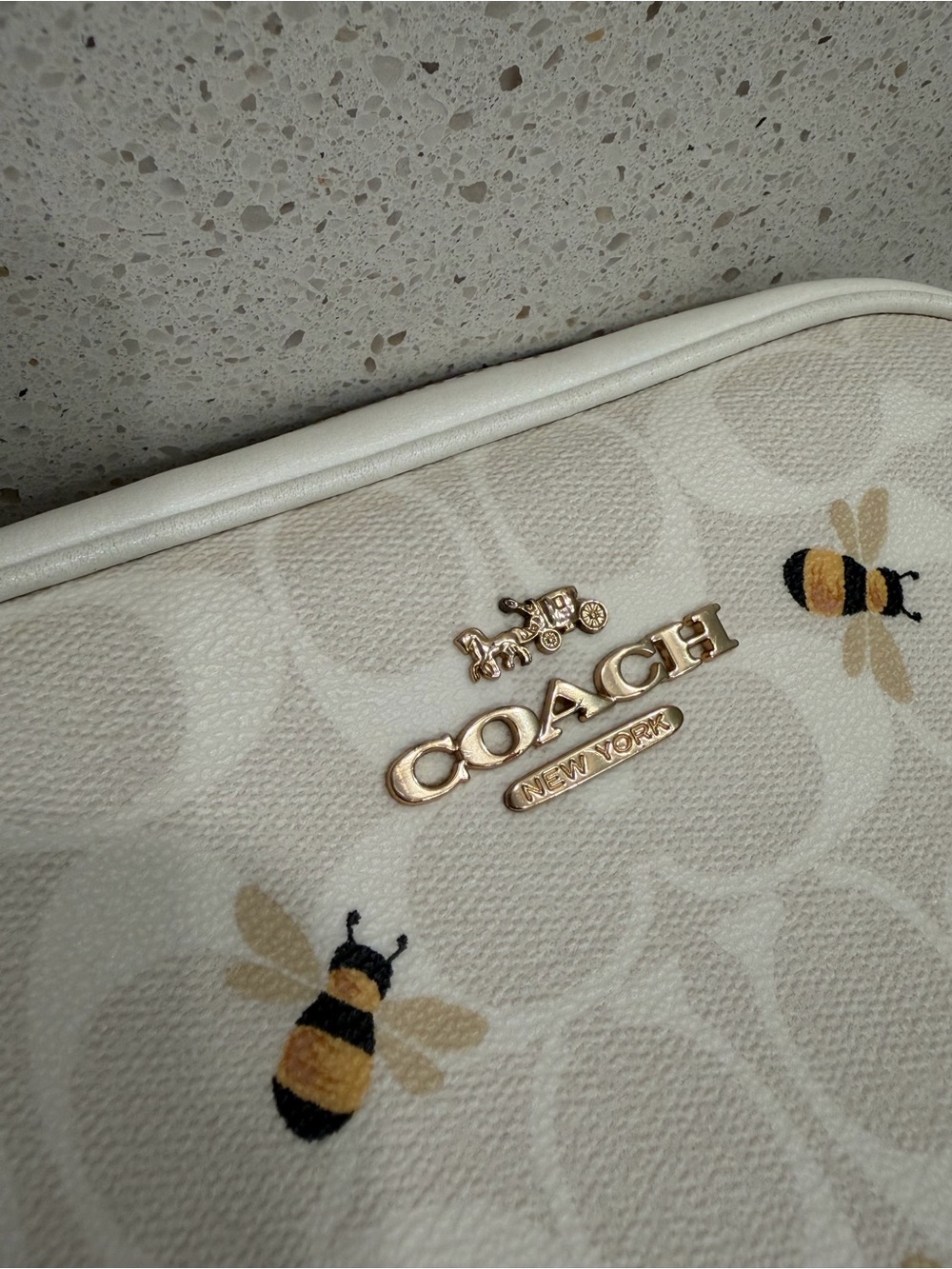 Coach Mini Jamie Crossbody Camera Bag Bumblebees Glacier Pattern CH597 White - Picture 3 of 15
